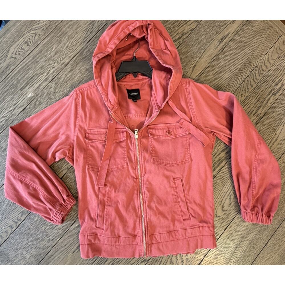 Liverpool Jacket Hooded Zip Front Utility Rosewood Pink Women’s Size Small